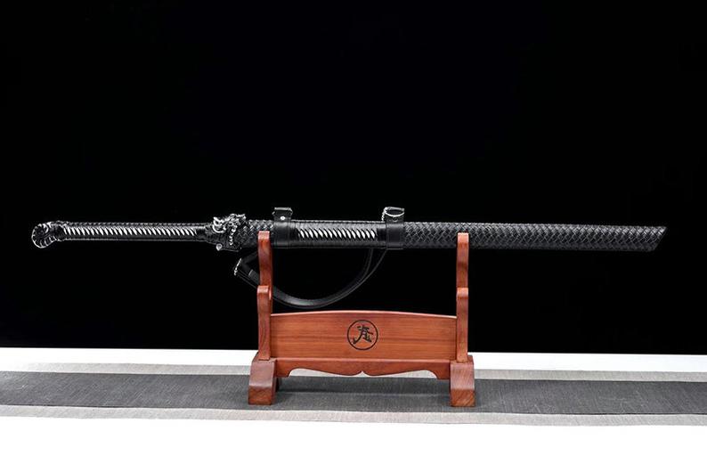 Épées chinoises faites à la main de la dynastie Tang, véritable épée de haute qualité en acier à haute teneur en manganèse, lame bleue complète du tigre