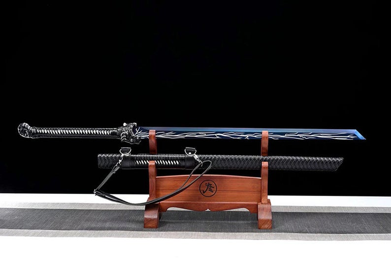 Handmade Chinese Swords Tang Dynasty Swords High Quality Real Sword High manganese steel Dao Full Tang Blue Blade Tiger