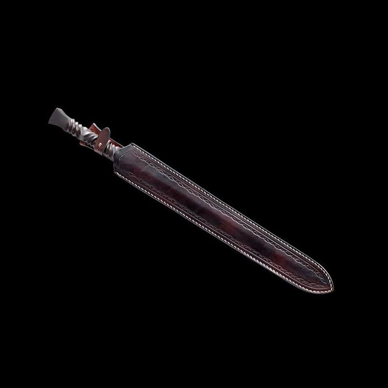 Handmade Real Sword Han Dynasty Chinese Ancient Swords Damascus Steel Cowhide Scabbard