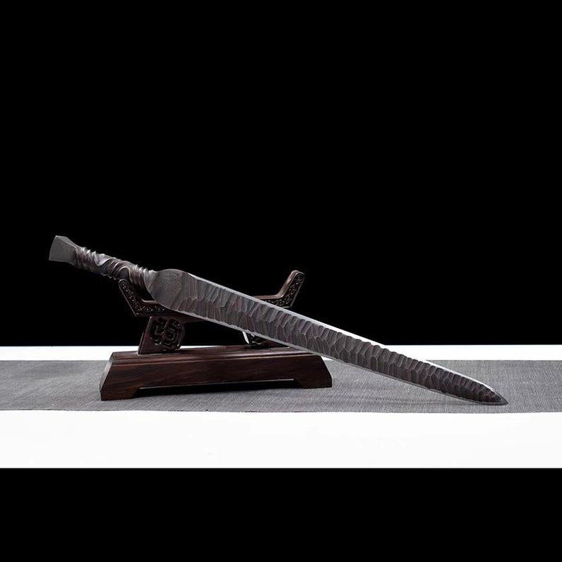 Handmade Real Sword Han Dynasty Chinese Ancient Swords Damascus Steel Cowhide Scabbard