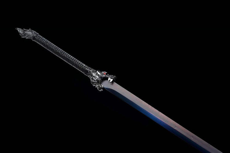 Épées chinoises faites à la main Épées de la dynastie Tang Épée réelle de haute qualité Acier à haute teneur en manganèse Dao Full Tang Blue Blade Loup aiguisé