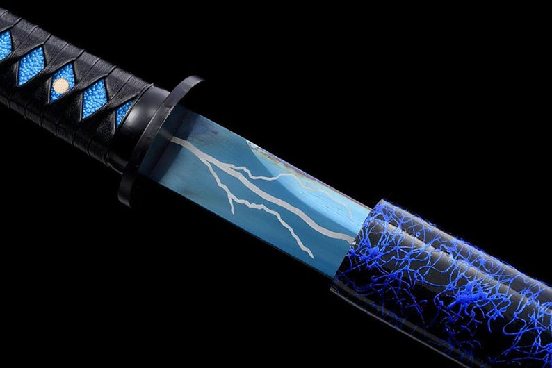 Handmade Japanese Ninjato Ninja katana Samurai Swords High Quality Sword Full Tang Blue Blade Dragon Print