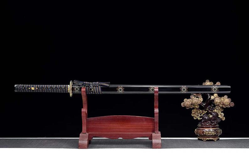Épées japonaises faites à la main samouraï Katana véritable épée 1045 en acier au carbone Ninjato lame bleue yeux fantômes