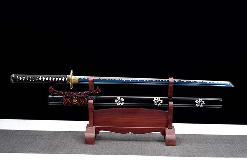 Handmade Japanese Ninjato Ninja katana Samurai Swords High Quality Sword Full Tang Blue Blade Copper Tsuba