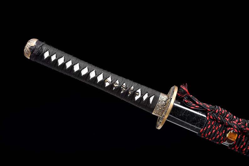 Handmade Japanese Ninjato Ninja katana Samurai Swords High Quality Sword Full Tang Blue Blade Copper Tsuba