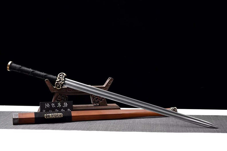 Handmade Chinese Swords Han Dynasty Swords High Quality Real Sword Damascus Steel Full Tang Sharpened Rosewood Scabbard
