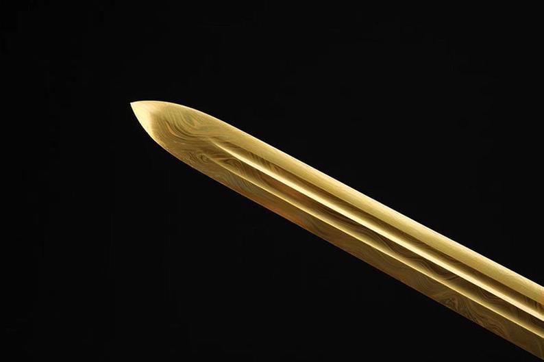 Handmade Real Sword Qin Dynasty Chinese Swords High Manganese Steel Glod Blade EbonyScabbard