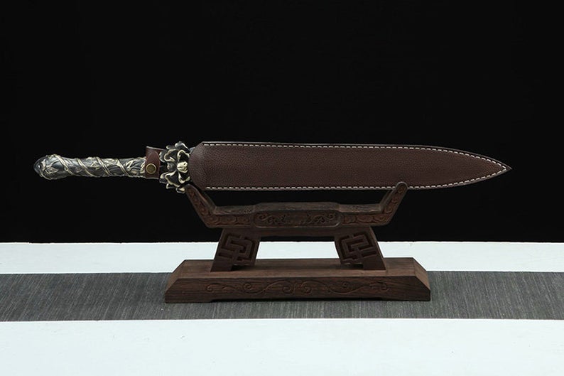 Handmade Real Sword Chinese Swords Damascus Steel With Leather Scabbard High Quality