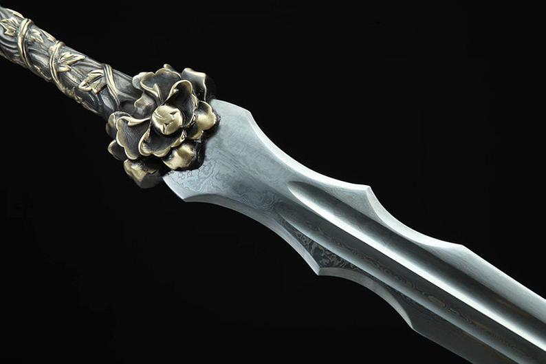 Handmade Real Sword Chinese Swords Damascus Steel With Leather Scabbard High Quality