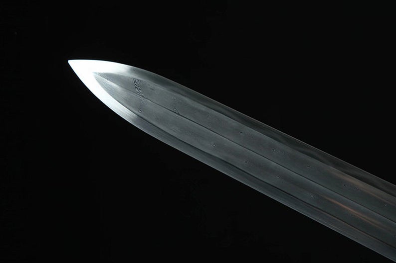 Handmade Real Sword Qin Dynasty Chinese Swords Damascus Steel With Ebony Scabbard High Quality Peony Copper Carving