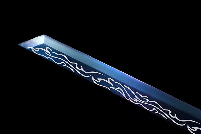 Handmade Real Sword Tang Dynasty Chinese Swords Dao High Manganese Steel Blue Blade Wolf