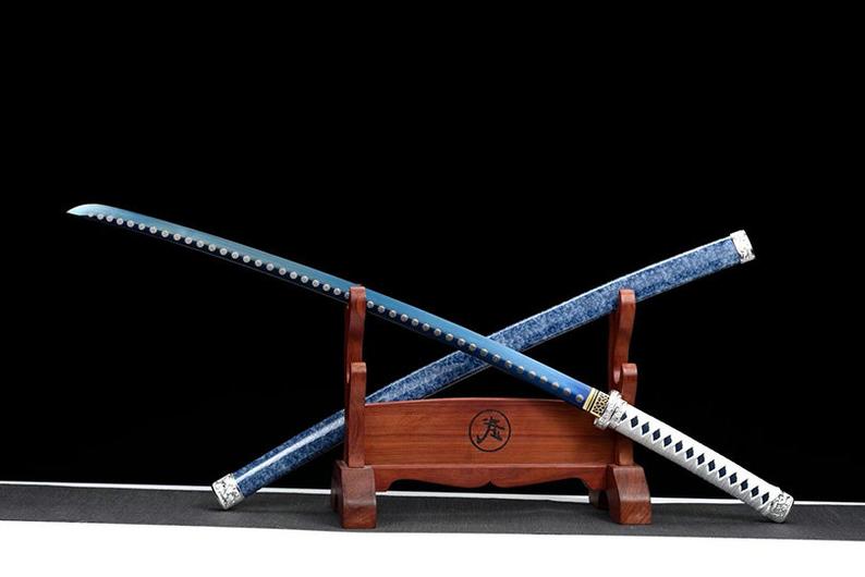 Handmade Japanese katana Samurai Swords High Quality Sword High-Manganese Steel Full Tang Blue Blade Snowflake