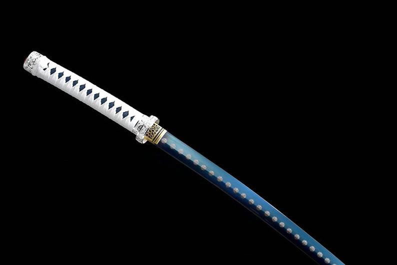 Handmade Japanese katana Samurai Swords High Quality Sword High-Manganese Steel Full Tang Blue Blade Snowflake