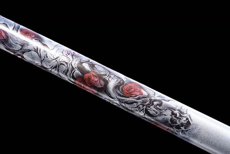 Handmade Japanese Ninjato Ninja katana Samurai Swords High Quality Stick Sword Full Tang Blue Blade White scabbard