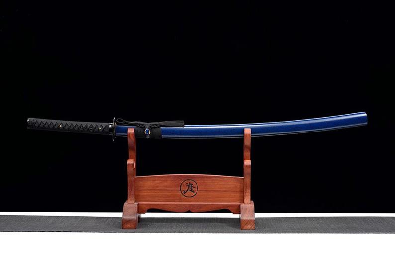 Épées de samouraï katana japonaises faites à la main, épée de haute qualité en acier à haute teneur en manganèse, lame bleue pleine soie
