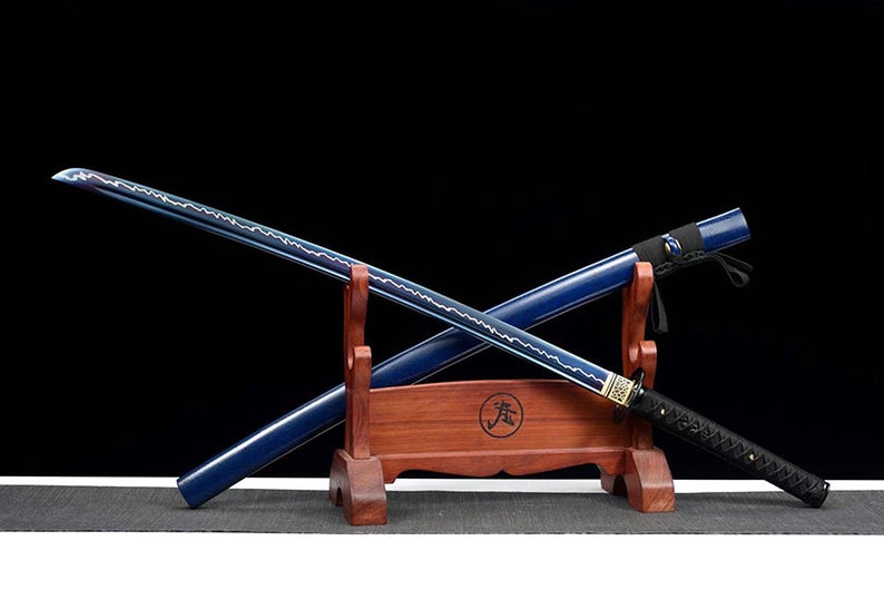 Handmade Japanese katana Samurai Swords High Quality Sword High-Manganese Steel Full Tang Blue Blade