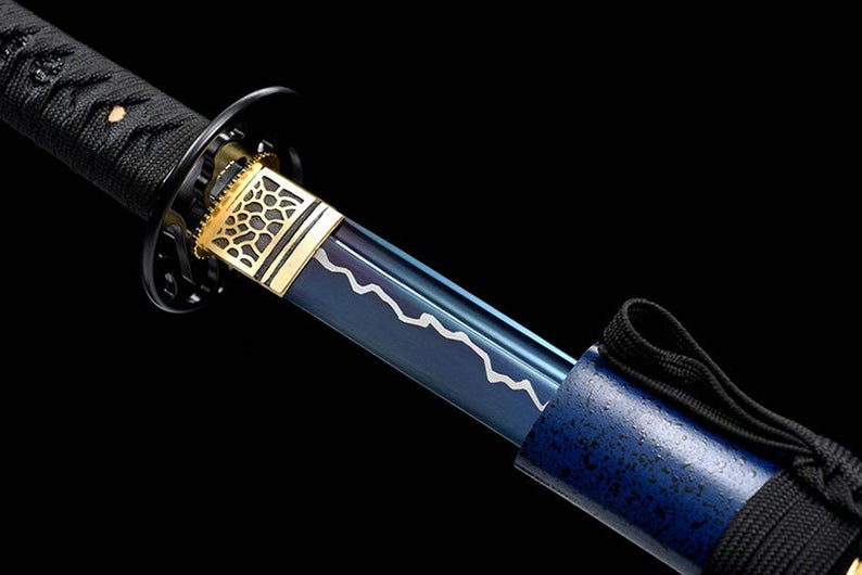 Handmade Japanese katana Samurai Swords High Quality Sword High-Manganese Steel Full Tang Blue Blade