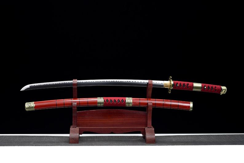 One Piece Roronoa Zoro Handgefertigte japanische Katana-Samurai-Schwerter Hochwertiges Schwert Full Tang 1045 Kohlenstoffstahl