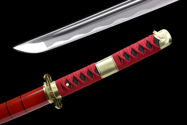 One Piece Roronoa Zoro Handgefertigte japanische Katana-Samurai-Schwerter Hochwertiges Schwert Full Tang 1045 Kohlenstoffstahl