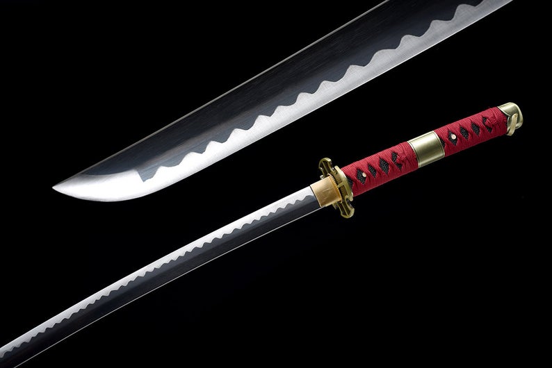 One Piece Roronoa Zoro Handgefertigte japanische Katana-Samurai-Schwerter Hochwertiges Schwert Full Tang 1045 Kohlenstoffstahl