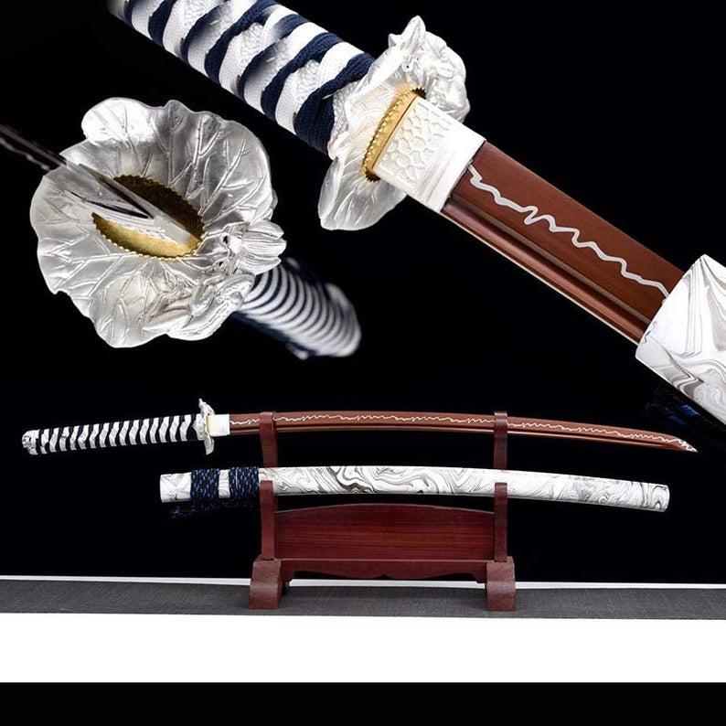 Handmade Japan katana Samurai Swords High Quality Sword High-Manganese Steel Full Tang Red Blade White Scabbard