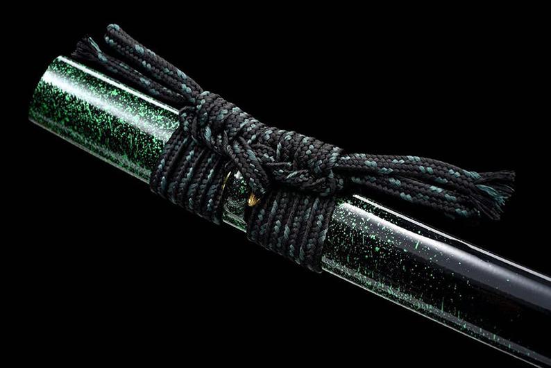 Épées de samouraï katana en bois japonais faites à la main épée d'entraînement à lame en palissandre de haute qualité fourreau vert