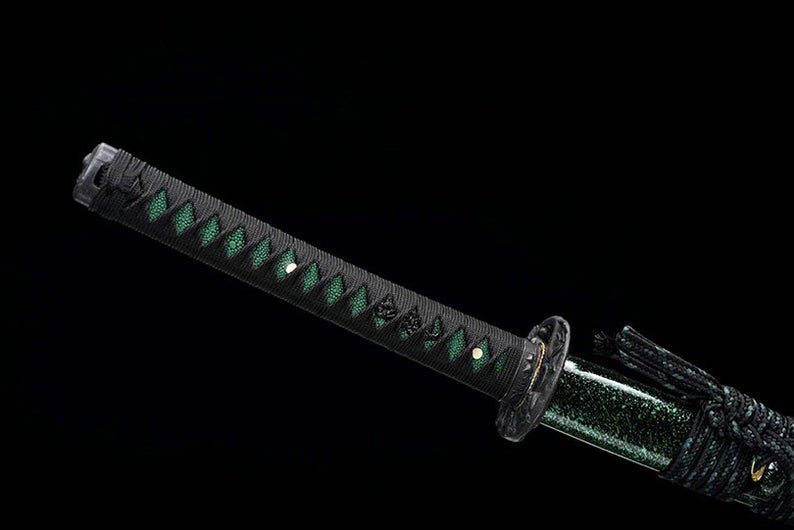 Épées de samouraï katana en bois japonais faites à la main épée d'entraînement à lame en palissandre de haute qualité fourreau vert