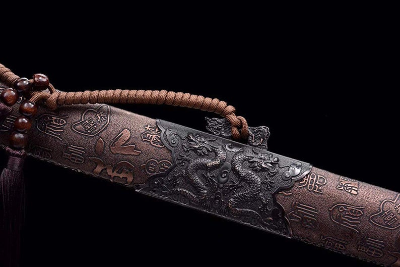 Handmade Chinese Swords Tang Dynasty Swords High Quality Real Sword High manganese steel Dao Full Tang Dragon