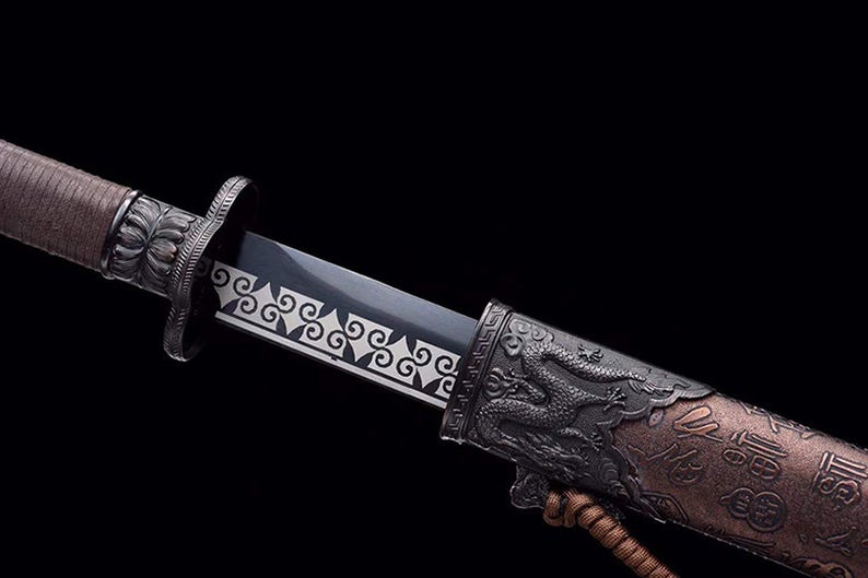Handmade Chinese Swords Tang Dynasty Swords High Quality Real Sword High manganese steel Dao Full Tang Dragon
