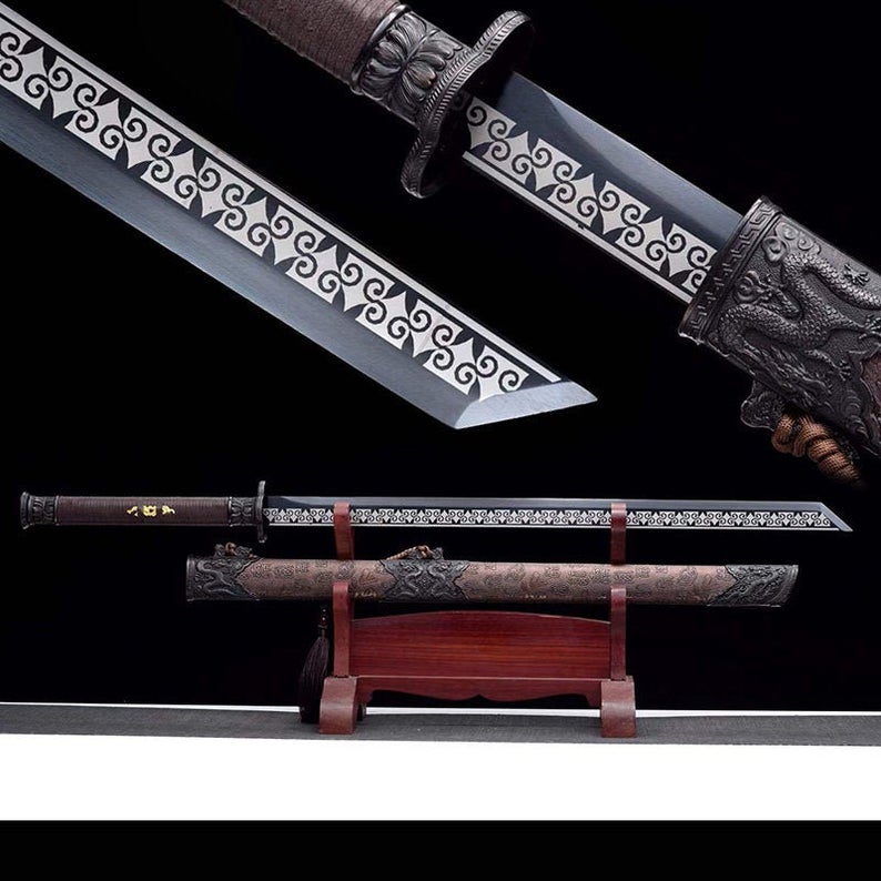 Handmade Chinese Swords Tang Dynasty Swords High Quality Real Sword High manganese steel Dao Full Tang Dragon