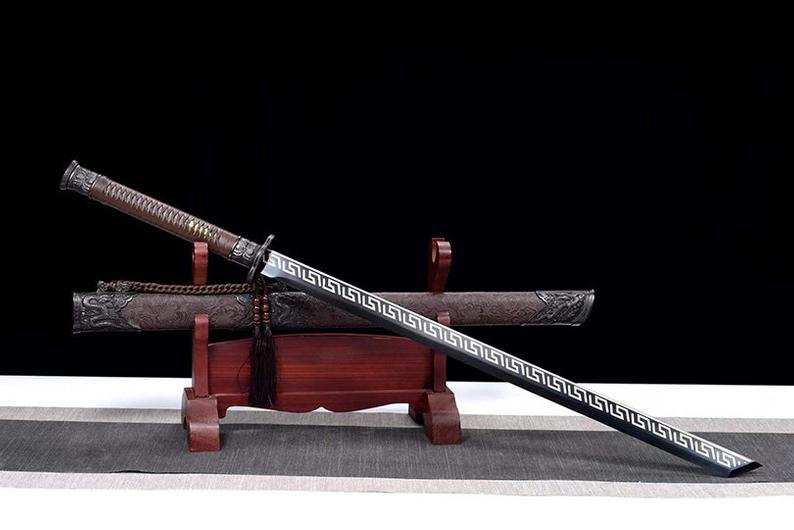 Épées chinoises faites à la main de la dynastie Tang, véritable épée de haute qualité en acier à haute teneur en manganèse Dao Full Tang