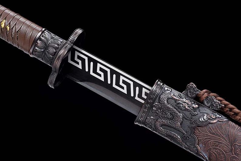 Épées chinoises faites à la main de la dynastie Tang, véritable épée de haute qualité en acier à haute teneur en manganèse Dao Full Tang