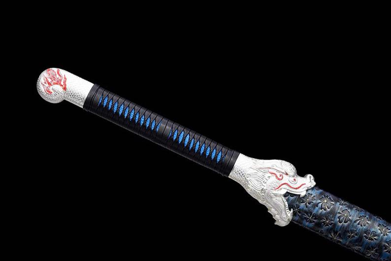 Handmade Chinese Swords Tang Dynasty Swords High Quality Real Sword High manganese steel Dao Full Tang Blue Blade