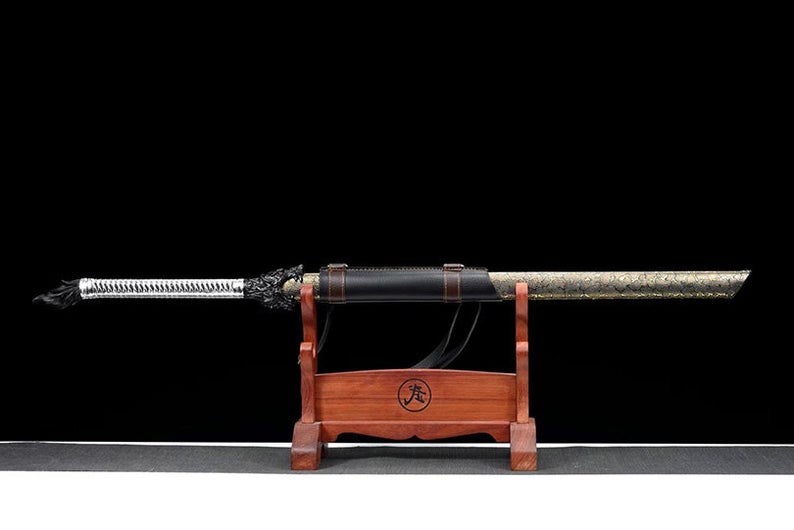 Épées chinoises faites à la main de la dynastie Tang, véritable épée de haute qualité en acier à haute teneur en manganèse, lame bleue complète, loup