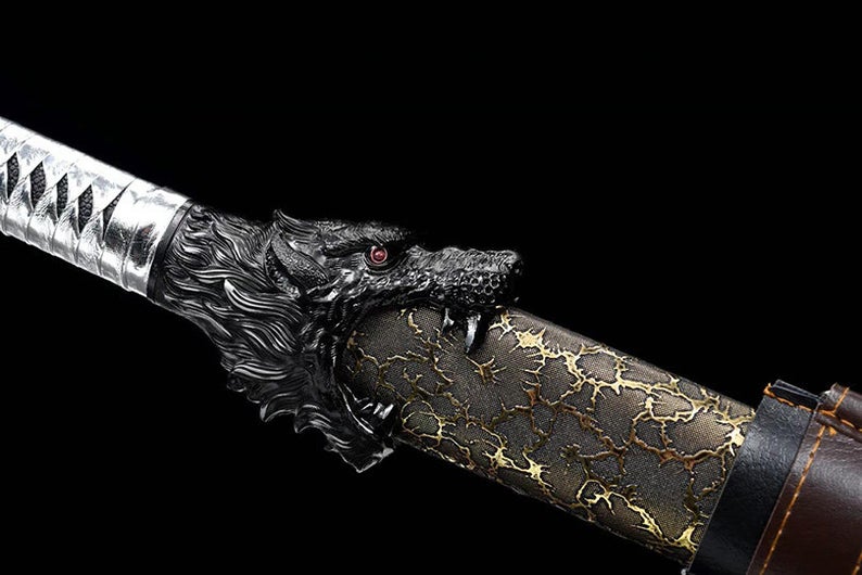 Handmade Chinese Swords Tang Dynasty Swords High Quality Real Sword High manganese steel Dao Full Tang Blue Blade Wolf