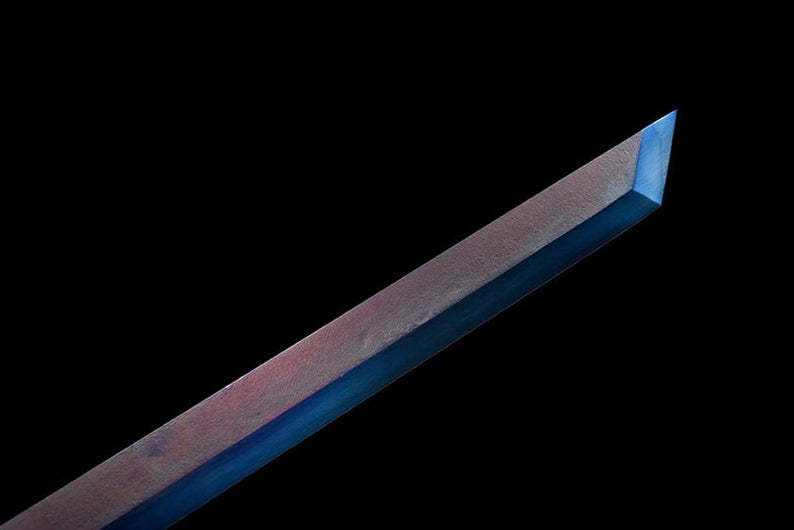Épées chinoises faites à la main Épées de la dynastie Tang Épée réelle de haute qualité Acier à haute teneur en manganèse Dao Full Tang Blue Blade Loup aiguisé