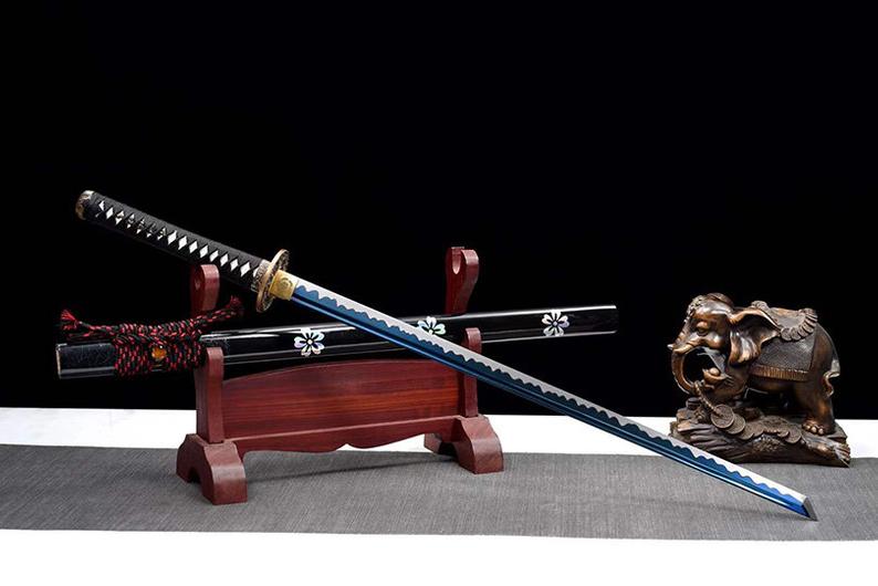 Handmade Japanese Ninjato Ninja katana Samurai Swords High Quality Sword Full Tang Blue Blade Copper Tsuba