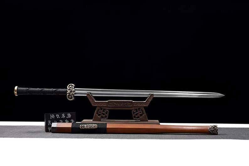 Handmade Chinese Swords Han Dynasty Swords High Quality Real Sword Damascus Steel Full Tang Sharpened Rosewood Scabbard
