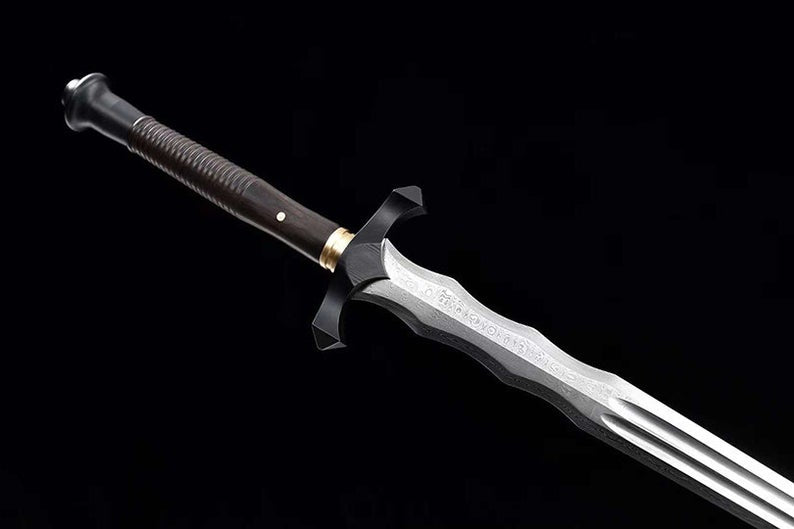 Épées chinoises faites à la main, véritable épée de haute qualité, en acier damas, fourreau en ébène aiguisé