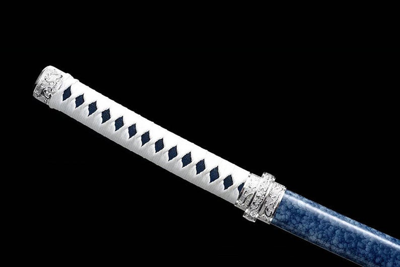 Handmade Japanese katana Samurai Swords High Quality Sword High-Manganese Steel Full Tang Blue Blade Snowflake