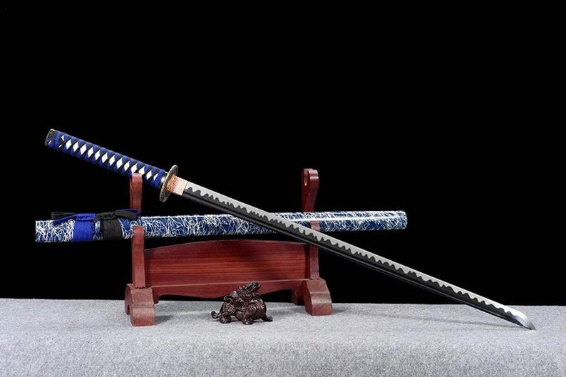 Handmade Japanese Ninjato Ninja katana Samurai Swords High Quality Sword Full Tang Blue scabbard