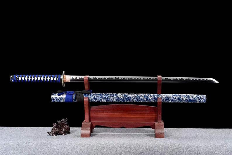Handmade Japanese Ninjato Ninja katana Samurai Swords High Quality Sword Full Tang Blue scabbard