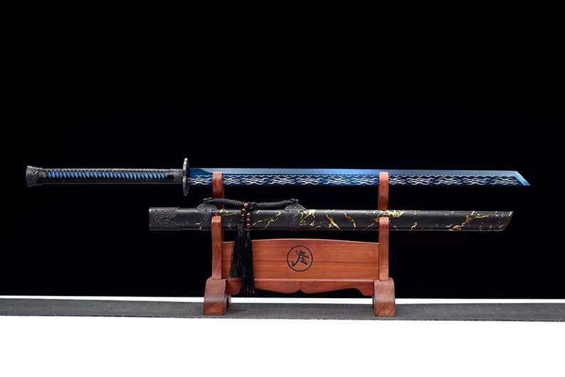 Handmade Chinese Swords Tang Dynasty Swords High Quality Real Sword High manganese steel Dao Full Tang Blue Blade