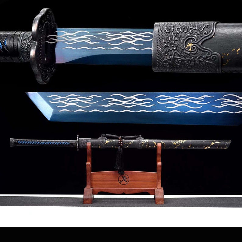 Handmade Chinese Swords Tang Dynasty Swords High Quality Real Sword High manganese steel Dao Full Tang Blue Blade