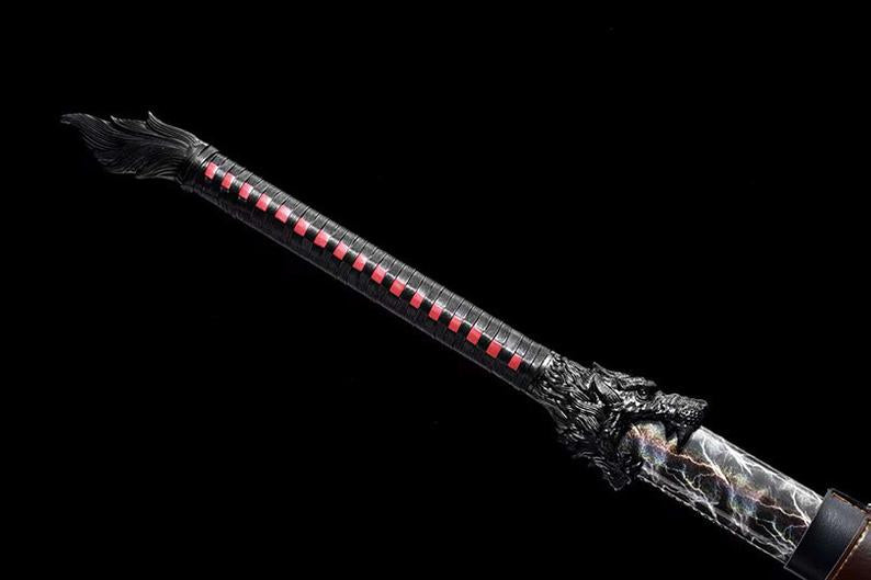 Handmade Chinese Swords Tang Dynasty Swords High Quality Real Sword High manganese steel Dao Full Tang Gold Blade Wolf Soul