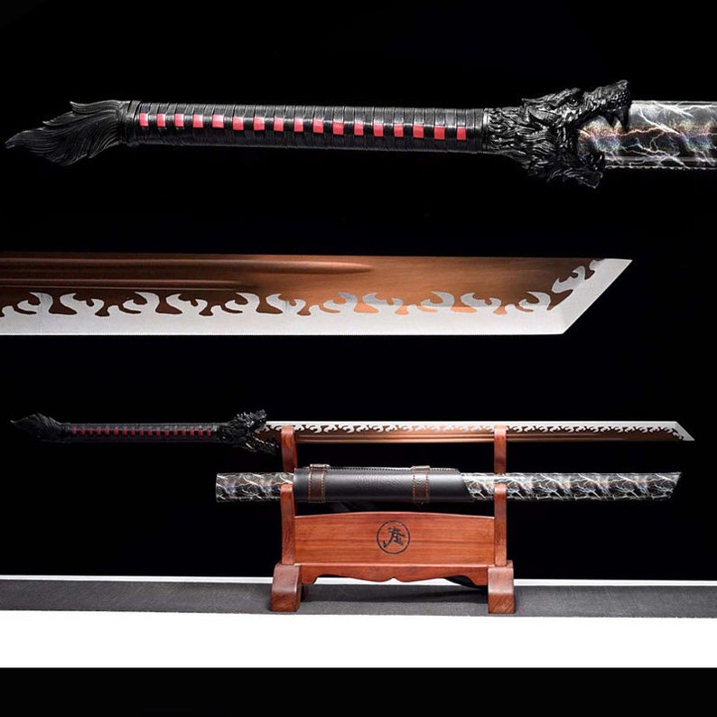 Handmade Chinese Swords Tang Dynasty Swords High Quality Real Sword High manganese steel Dao Full Tang Gold Blade Wolf Soul