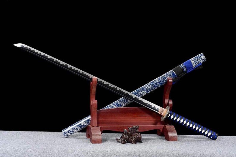 Handmade Japanese Ninjato Ninja katana Samurai Swords High Quality Sword Full Tang Blue scabbard