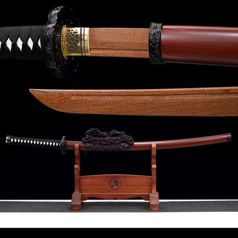 Épées de samouraï katana en bois japonais faites à la main Tachi épée d'entraînement de lame en palissandre de haute qualité