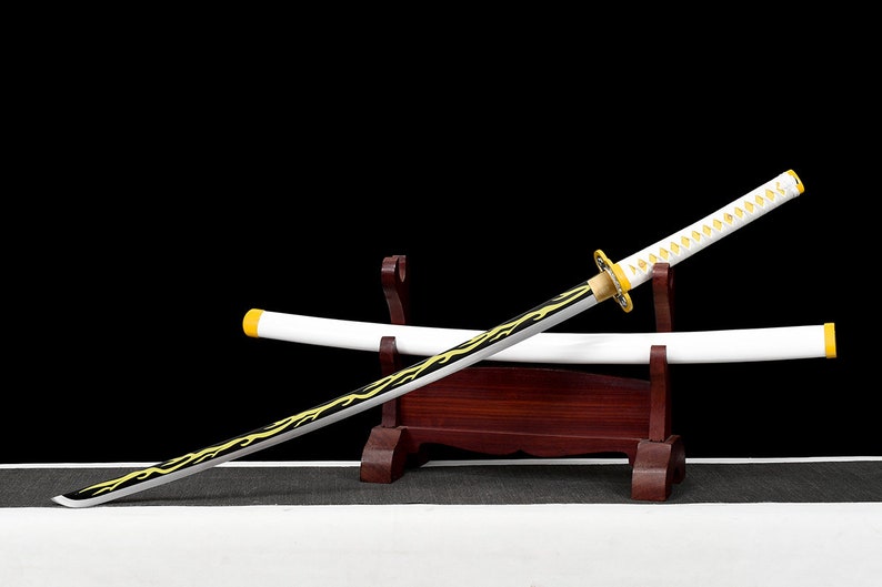 Handgefertigtes Katana-Samurai-Schwert, echte japanische Anime-Schwerter, geschärfte weiße Scheide aus Kohlenstoffstahl