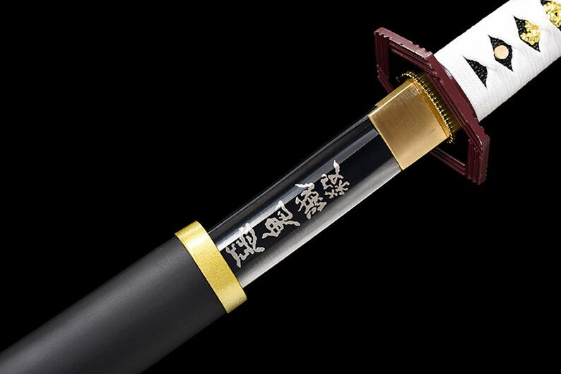 Handgefertigtes japanisches Katana-Samurai-Schwert, echte Anime-Schwerter, geschärfte schwarze Klinge aus Kohlenstoffstahl, voller Zapfen